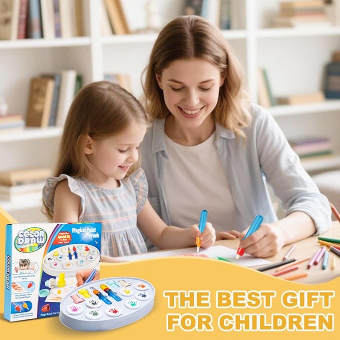 Color-Changing Magic Brush Kids Painting Set, Mess-Free Creative Art Activity for Home & Classroom, Gift for Toddlers Ages 3,4,5,6,7,8,9 (Suit)