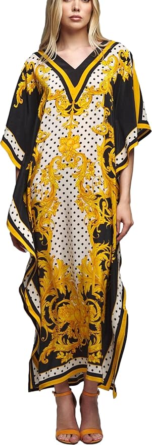 Venasha Womens Caftan Floral Print Kaftan Dress Short Sleeve Swimsuit Cover up Loungewear for Summer