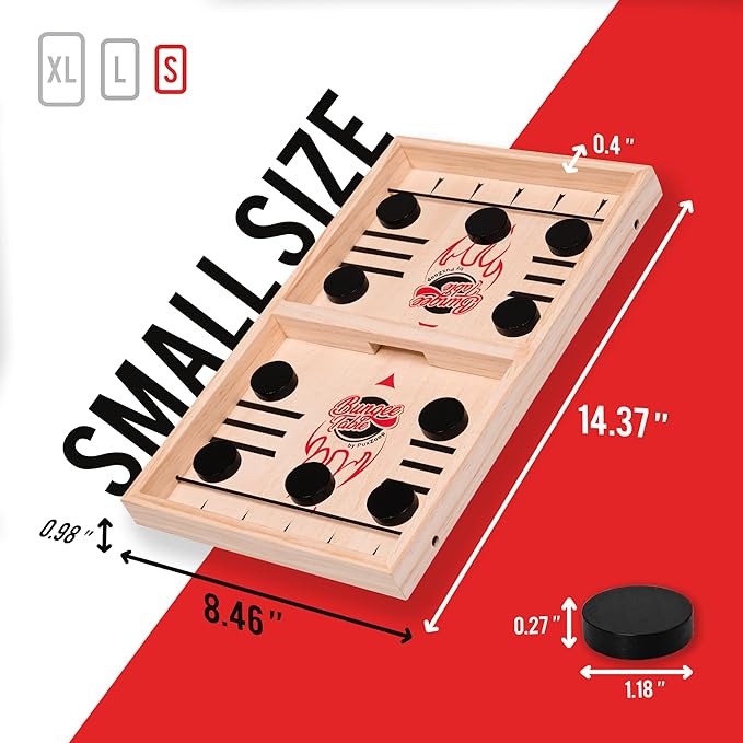 Fast Sling Puck Game - Test Your Speed and Accuracy with This Fast-Paced Wooden Air Hockey Board Game - Guaranteed Fun for Family Night or Friends Party