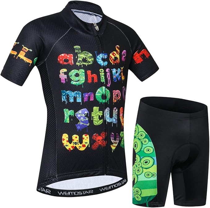 Hotlion Kids Cycling Jersey Set Short Sleeve Boys Mountain Bike Shirt Girls Cartoon Bicycle Tops Childs for Riding Biking