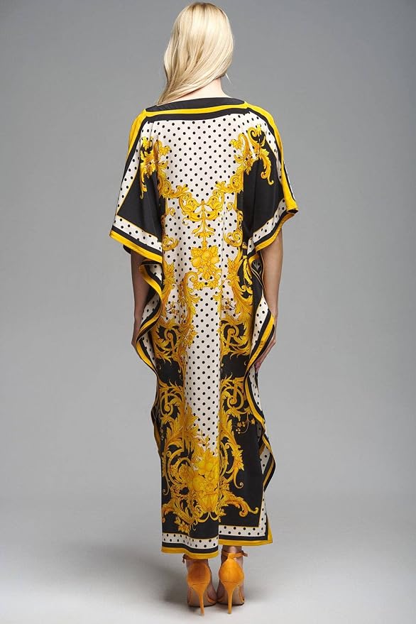 Venasha Womens Caftan Floral Print Kaftan Dress Short Sleeve Swimsuit Cover up Loungewear for Summer