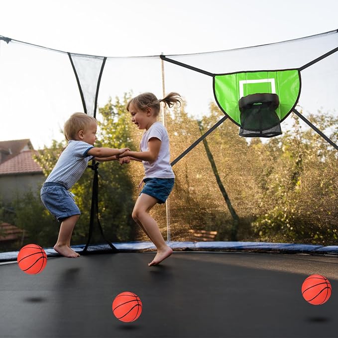Trampoline Basketball Hoop Set, Trampoline Basketball Hoop Attachment Waterproof Basketball Goal for Trampoline Soft Basketball Game Accessories for All Ages Basketball Lovers