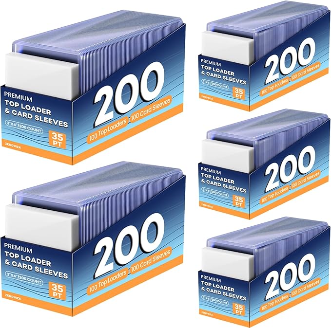 1000 Card Sleeves Top Loaders for Cards, 3" x 4" Hard Plastic Toploaders, Baseball Card Protectors, Trading Card Holder for Football Sports Cards (500 Toploaders + 500 Penny Sleeves)
