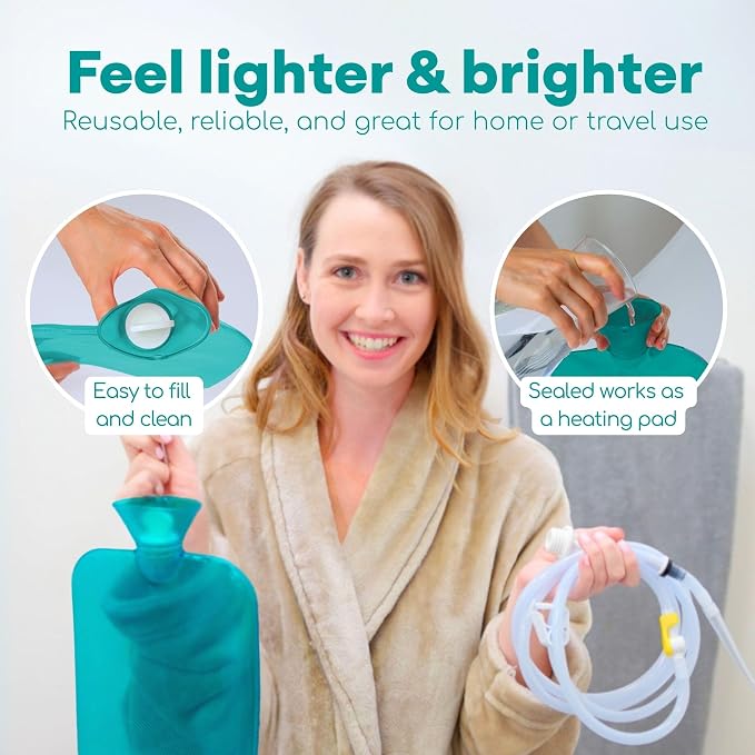Medi Grade Enema Kit for Adults, 2L Capacity - Transparent, Hands-Free with One-Way Valve, 4 Tips and Enema Bag - Enemas for Colon Cleanse for Women and Men - for Coffee Enema & Colon Cleansing