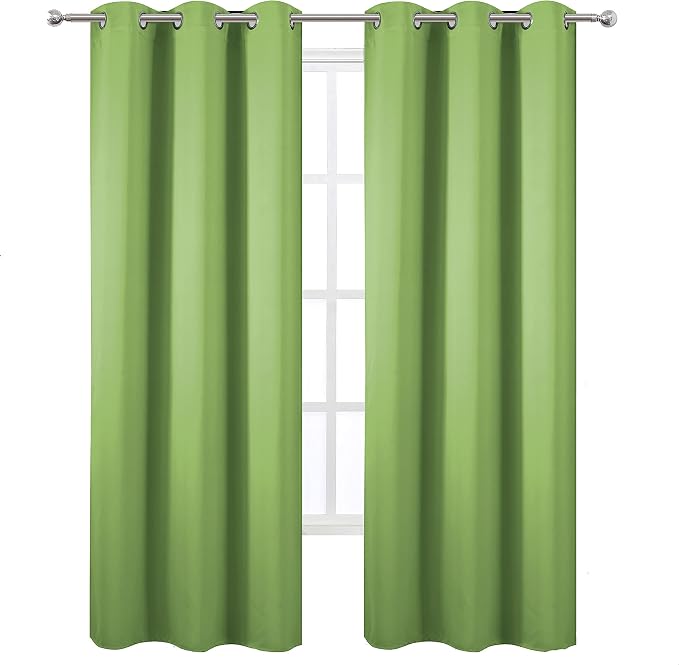 LEMOMO Light Green Blackout Curtains/42 x 84 Inch/Set of Two Panels Grommet Bedroom Curtains
