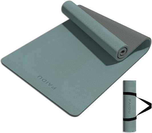 PAIDU Yoga Mat 8mm Super Thick TPE Fitness Mat | SGS Certified | Non-Slip, Odorless & Tear-Resistant | Unisex with Strap | for Yoga, Pilates, Meditation & Home Workouts