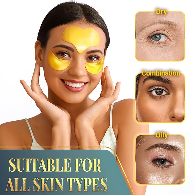 Forehead and Under Eye Wrinkle Patches for Face - Collagen, Hyaluronic Acid and Vitamin A Skin Pads - Forehead Line Remover Wrinkle Eye Patch Set - 52 Golden Sachets