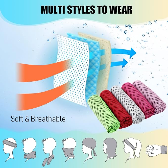 BBTO 80 Pcs 32 x 12 Inch Microfiber Cooling Towels, Ice Cold Towel for Neck and Face Breathable Chilly for Yoga, Sport, Gym, Workout, Camping and More Activities(Multicolor)