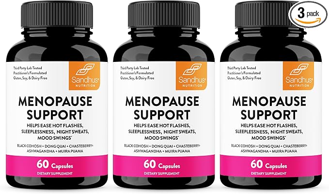 Complete Menopause Support Supplement For Women | With Ashwagandha, Black Cohosh, Dong Quai & Muira Puama | Helps Easing Hot Flashes Night Sweats Mood Swings Hormone Balance & Harmony | 180 Capsules