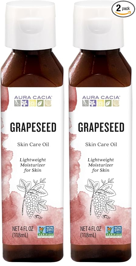 Aura Cacia Grapeseed Skin Care Oil | GC/MS Tested for Purity | 118ml (4 fl. oz.) (Pack of 2)