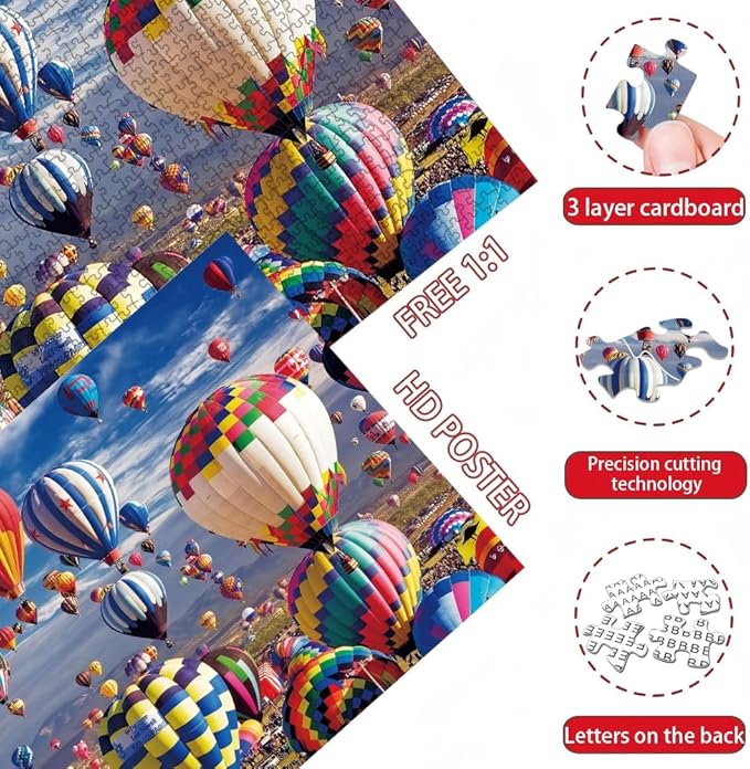 Jigsaw Puzzles for Adults 1000 Pieces Hot Air Balloon Challenging Adult Puzzle, Perfect for Game Nights - Finished Size is 27" x 20"