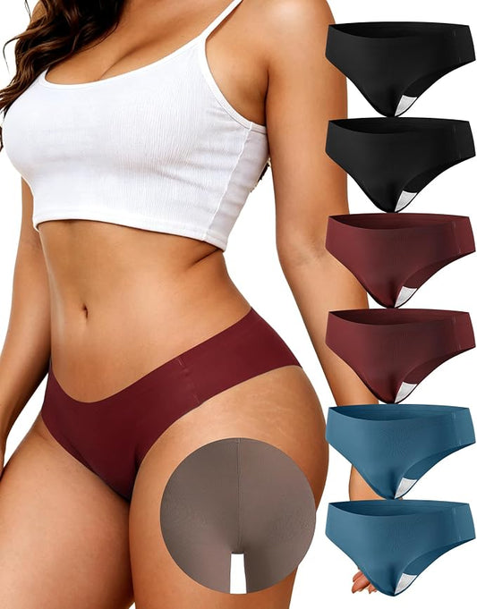LEVAO Seamless Thongs for Women Invisible Toe Thong No Show Camel Proof Underwear Thong Panty Liners Workout G-Strings