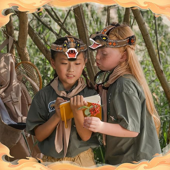 LED Dinosaur Headlamp for Kids, Children's Toy Flashlight T-Rex Dinosaur Toys for Age 3 4 5 6 7 8 9 Years Old Kids, Camping Hiking Gear for Boys(Brown)