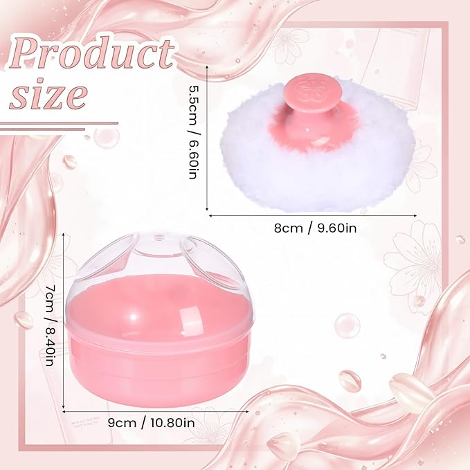 UTENEW Cosmetic Tool Baby Soft Face Body Powder Puff Sponge Box Container Case (Pink)
