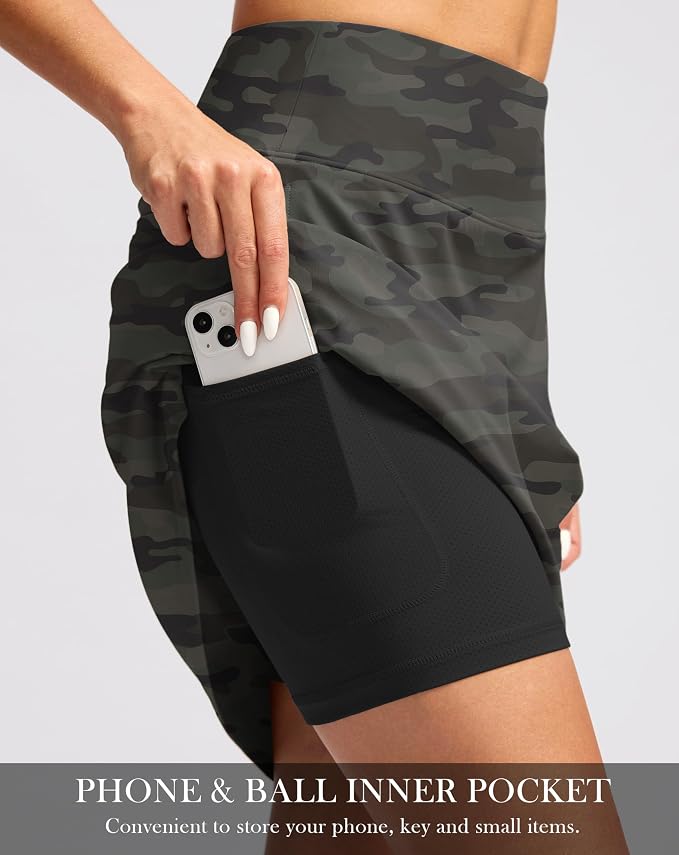 G Gradual 20" Skorts with Pockets Knee Length Golf Skirt | Built in Soft Shorts, High Waisted, Tummy Control, Breathable, Long Skorts for Athletic, Tennis, Dressy, Casual, Summer