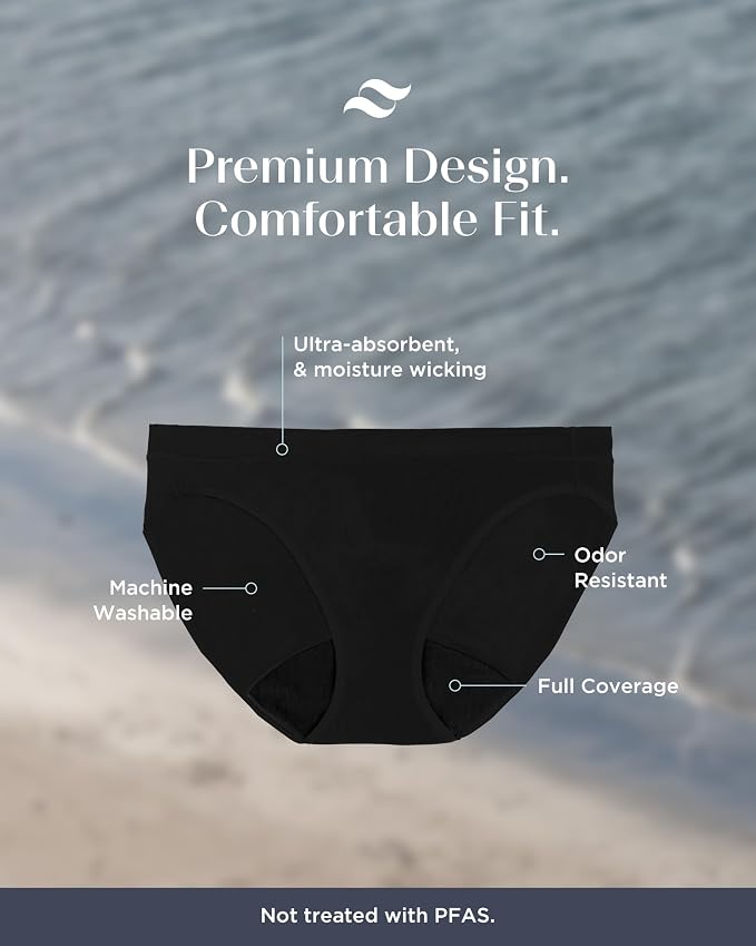 saalt Comfort Modal Bikini Period Underwear | Comfortable, Thin, and Keeps You Dry from All Leaks, Reusable & Washable,
