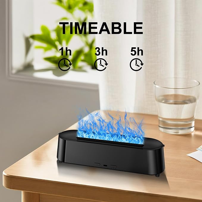 Colorful Flame Fire Diffuser Humidifier with Remote Control, Ultra-Quiet Aroma Essential Oils Aromatherapy Diffusers for Large Room, Bedroom, Office(Timeable, Waterless Auto off-200ml)