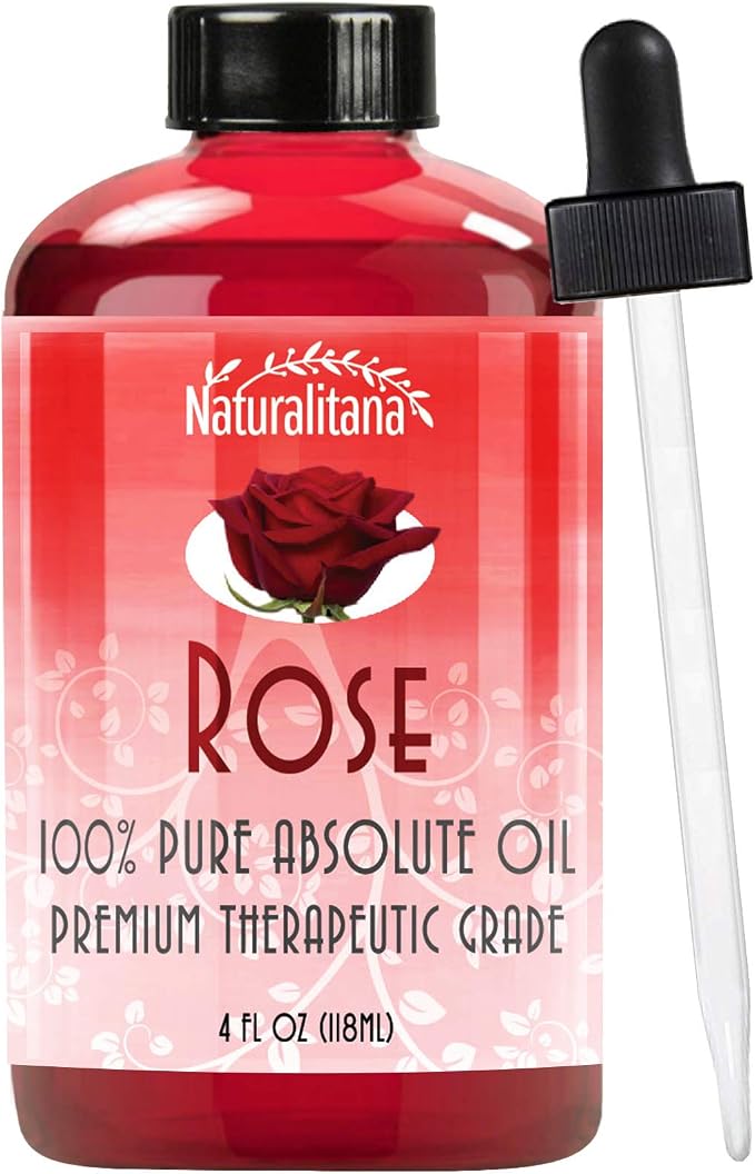 Naturalitana 4oz Pure Rose Essential Oil - Aromatherapy, Unadulterated, Therapeutic Grade, GC/MS Tested