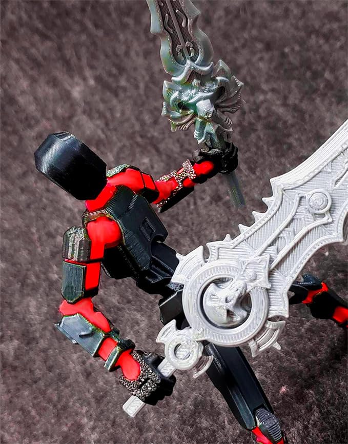 (Assembly Completed) T13 Action Figure, Titan 13 Robot Action Figure,3D Printed Dummy 13 Set,Gift for Collectors Desktop Decorations, Black Red