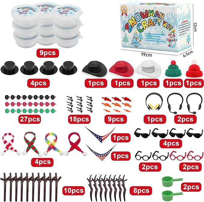 Christmas Snowman Crafts Sets，Build a Snowman Crafts Kit for Kids, Modeling Clay Christmas Snowman DIY Sets clay kit for kids, Christmas Stocking Stuffers for Kids, Christmas Crafts Xmas Gift