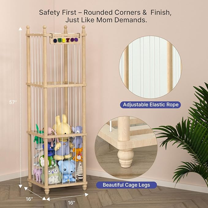 Stuffed Animal Storage, Wood Stuffed Animal Zoo Storage,3D Zoo Plaque Toy Organizer, Extra Large Capacity Plush Toy Cage,Stuffed Animal Holder,Gift for Nursery Playroom Kidroom Decor
