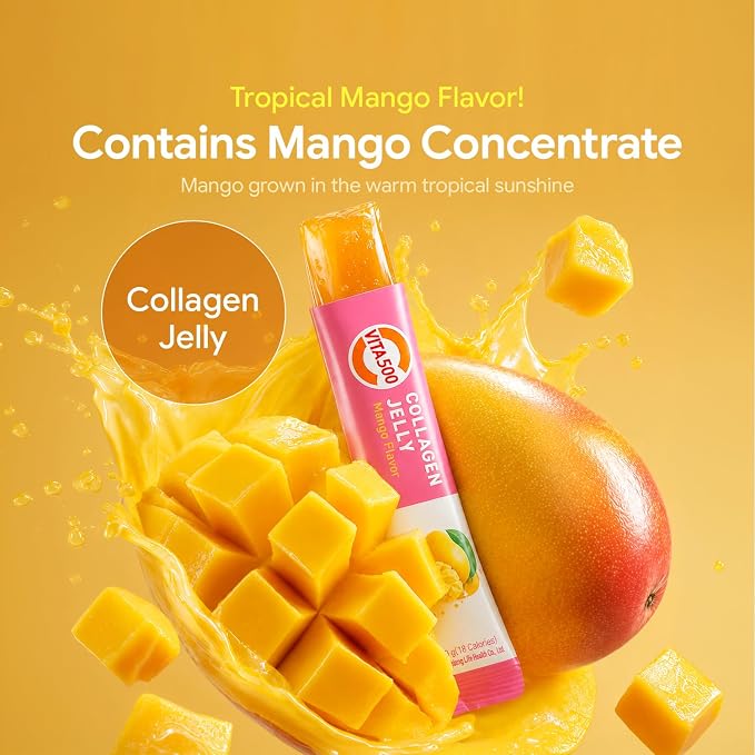 KWANGDONG Vita500 Marine Collagen Stick Jelly, Mango, 20g x 15 Sticks