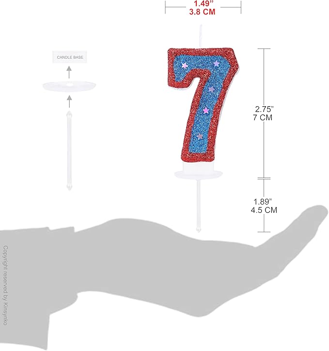 Superheroes Theme 7 Birthday Candle, 3D Blue Hero Captain Number 7 Candle for Birthday Cake Boy Girl 7 Years Old Cake Topper Party Decoration