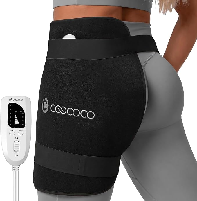 CooCoCo Hip Heating Pad for Hip Pain Relief, FSA Eligible Electric Hip Brace for Sciatica Pain Relief, Upgraded Heating Speed and Larger Heating Area, 6 Heating Levels, Auto-Off Timer, Hsa Store