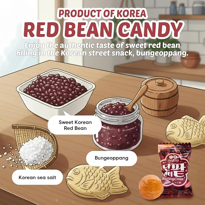 COELO Red Bean Candy 8.81oz (250g) | Korean Red Bean & Sea Salt | Sweet & Salty Flavor Hard Candy Korea Snack | Office Pantry Travel Camping Party K-Food Individually Wrapped On-The-Go Snack 단팥 캔디
