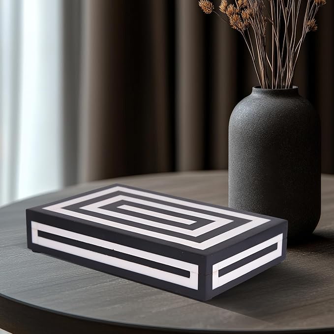 Handicrafts Home Decorative Storage Box 10x6 – Remote Organizer Box with Lid, Modern Decorative Keepsake Box, Boho Shelf Décor, Memory Box for Photos or Letters, Decorative Box for Table Décor