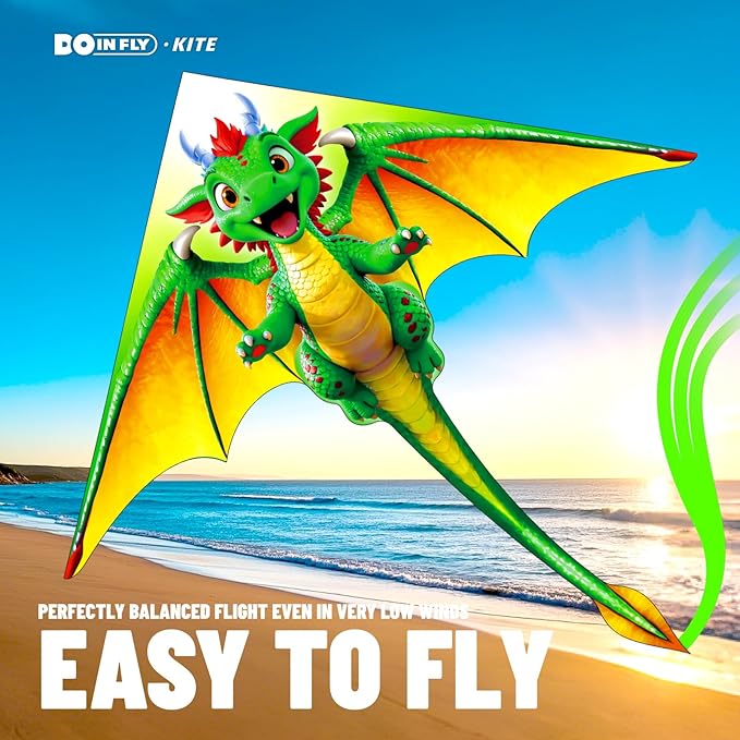 Cartoon Dragon Kite is Suitable for Children and Teenagers, Including Boys and Girls. This Kite is Extremely Easy to Fly and is Perfect for Family outings, Outdoor Games and Activities.