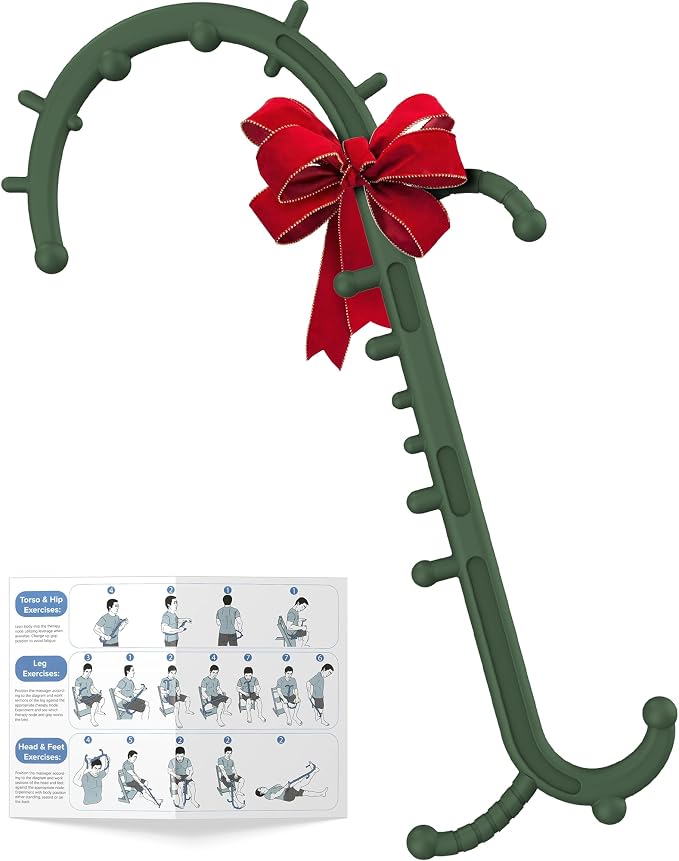 Back and Neck Massager for Pain Relief Deep Tissue, Upgraded Full Body Trigger Point Cane Massage Tools, Therapy Massage Stick Pressure Point Hook, Muscle Knot Remover Tool (Green)