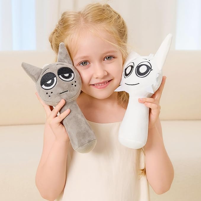 XYG® Sprunky Plush, Sprunky Game Plush Toys, 2PCS Plush Toys, Horror Games Plushies Toy for Fans, Soft Stuffed Animal Pillow Figure Doll Christmas Birthday Gifts for Kids Adult (9" White+Gray)