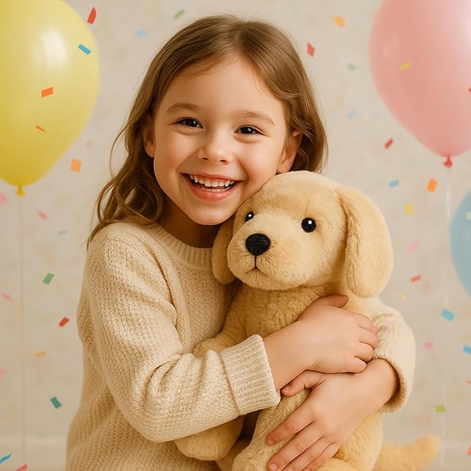 Golden Retriever Stuffed Animal Dog Puppy Plush Toy with Embroidered Eyes for Babies, Boys, Girls, Kids - No Hard Parts, 12 inches