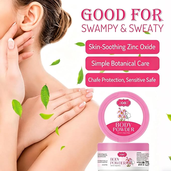 Body Powder for Women, Talc-Free Sweat Powder, Zinc Oxide Protect, Aloe Soothing Comfort, Feminine Essential Dusting Powder with Puff, After Bath Absorption & Anti-Chafe for Neck & Delicate Skin, 5oz