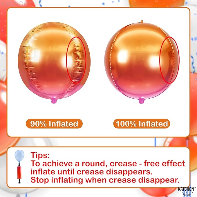 KatchOn, Orange Balloons - Big, 22 Inch, Pack of 6 | 4D Foil Metallic Balloon for Birthday Decorations, Orange Party Decor | Baby Shower Decorations, Basketball Party Decorations, Wedding, Graduation