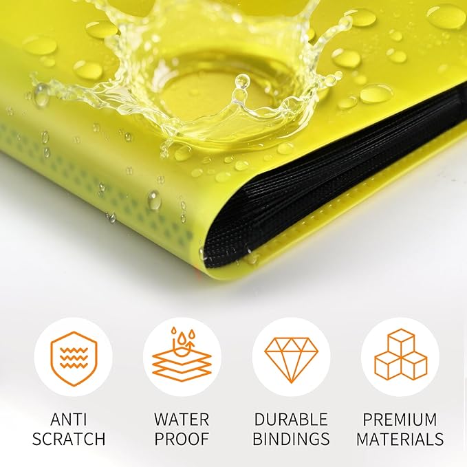 Card Binder 9 Pocket, PP Cover Trading Card Binder for 360 Cards, Sturdy Card Collection Album, Card Holder Folders for MTG, TCG, Game Cards & Sports Cards,Yellow
