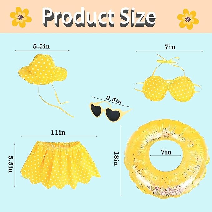 OBILAN Porch Goose Outfits, Summer Hawaiian-Style Goose Outfits, and Cute Goose Clothes fit Large 23" H Statues for Outdoor Garden and Yard Decoration(Yellow Bikini)