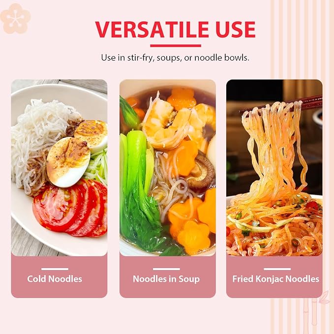 Soeos Organic Konjac Noodles, Spaghetti, 9.5oz (270g), 6 Packs, Kosher, Sugar Free, Gluten Free, Low Calorie, Low Carb Pasta, Shirataki Noodle