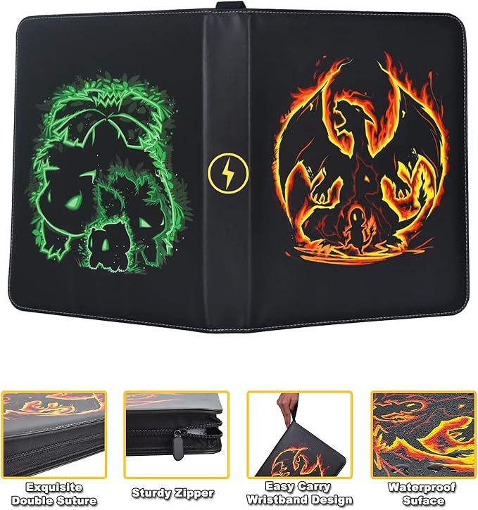 LIMSTDIC Card Binder with Sleeves - 4-Pockets Pokemon Card Binder Holder Compatible with TCG Trading Cards, Card Storage Album with Zipper for Boys Girls Organized Holds Up to 400 Cards