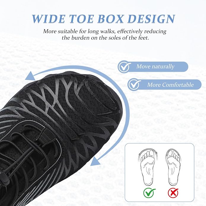 Barefoot Shoes for Women & Men, Grounded Walking Hiking Barefoot Shoes, Wide Toe Box Non-Slip Water Athletic Footwear, Comfortable Vitality Barefoot Footwear, Trail Running Sneakers Unisex