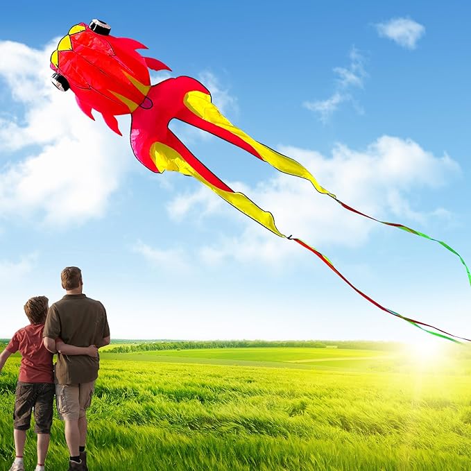 43ft Large Kites for Adults,3D Goldfish Frameless Soft Umbrella Giant Flying Kites,Easy to Fly with 330Ft Kite String in Beach and Amusement Parks-Ages 12+