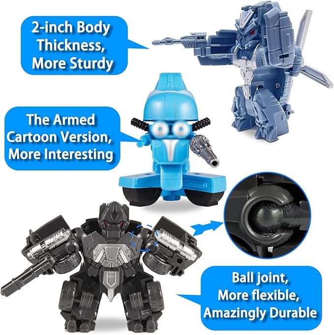 Mini Car Robot Toys, 3.5 Inch 2 in 1 Model Action Figures, Birthday Gifts STEM Toys for Boys Age 5-12