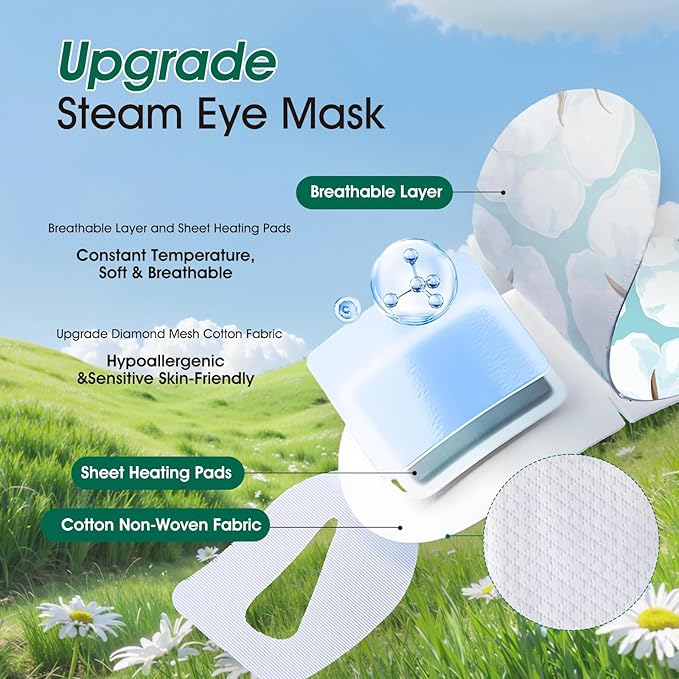 AROIC 120 Pack Steam Eye Masks Disposable, Heated Sleep Eye Mask for Women Warm Compress for Eyes, Relaxation Mothers Day Gifts, Travel Essentials - Lavender, Unscented, Chamomile, Rose