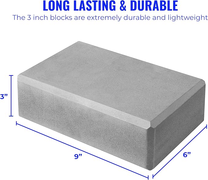 3" Yoga Block, 10 Pack Bulk EVA Foam Yoga Blocks, Firm and Supportive Yoga Brick, Balance Foam for Stretching, Pilates, and Workout, 3" x 6" x 9"