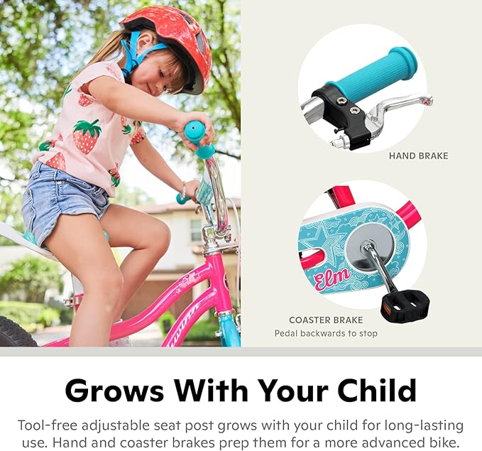 Schwinn Elm and Koen Bike or Balance Bike, 12-18 Inch Bike for Kids Ages 2-13, Black, Blue, Red, Teal, Pink or Purple, SmartStart Ergonomic Design, Adjustable Seat Grows with Child, Training Bicycle