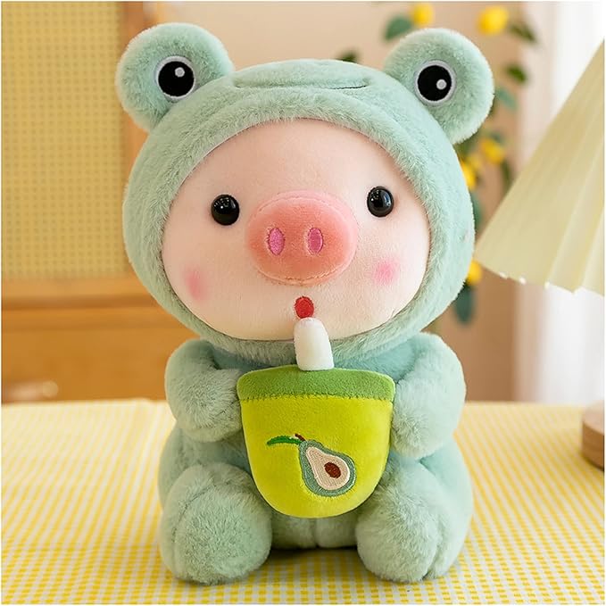 Pig Plush Pillow Pig Dressed Up As Frogs Tigers Rabbits Cute Plush Pillow Gifts for Boy Girl (16.5 in, Green)