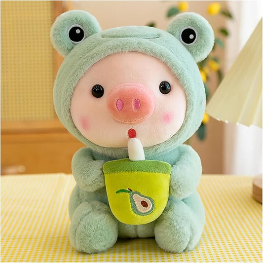 Pig Plush Pillow Pig Dressed Up As Frogs Tigers Rabbits Cute Plush Pillow Gifts for Boy Girl (20.4 in, Green)