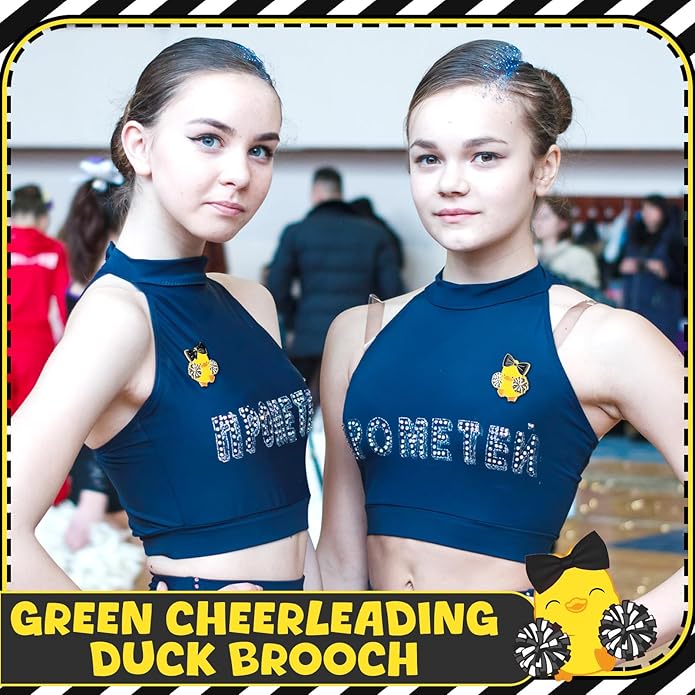 Quelay 24 Pack Cheer Team Gifts Bulk Cheerleader Duck Pins Brooches You've Been Cheer Ducked Tags Team Inspirational Gift Accessories for Teammates
