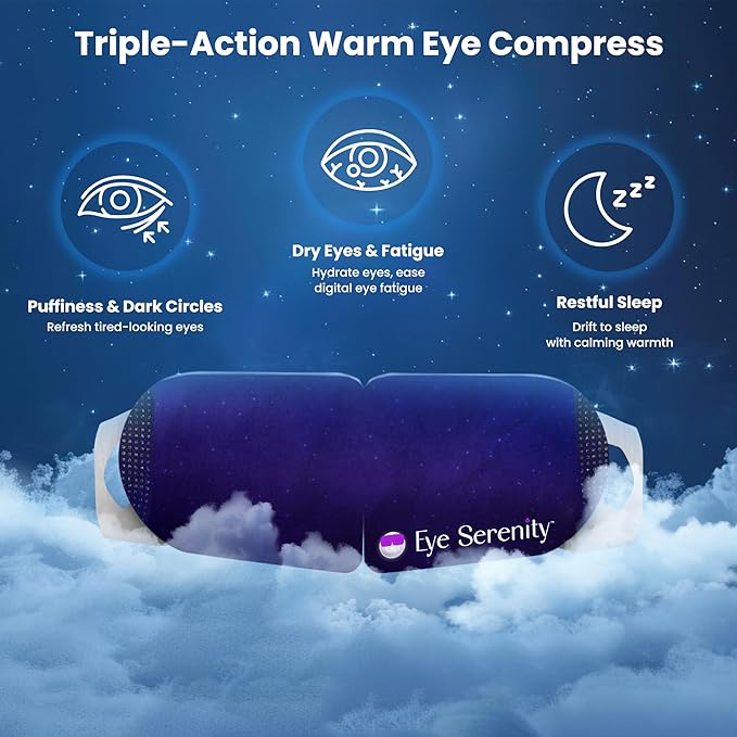 Eye Serenity Steam Eye Mask, Heated Eye Mask, Self Heating Warm Compress for Dry Eyes, Fast Relief for Stye, Puffy Sensitive Eyes, Moist Heat, Mothers Day Gifts for Women and Men - Unscented